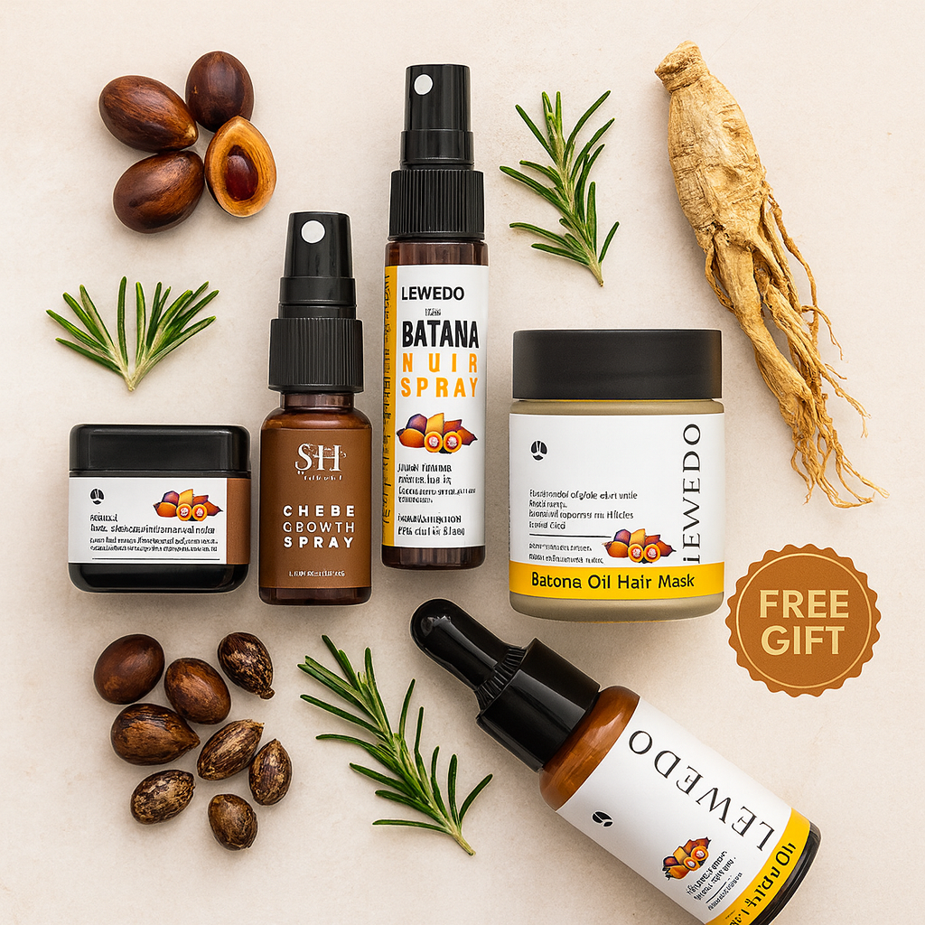 Lewedo Batana Complete Hair Care Bundle – Oil + Spray + Mask + Grease