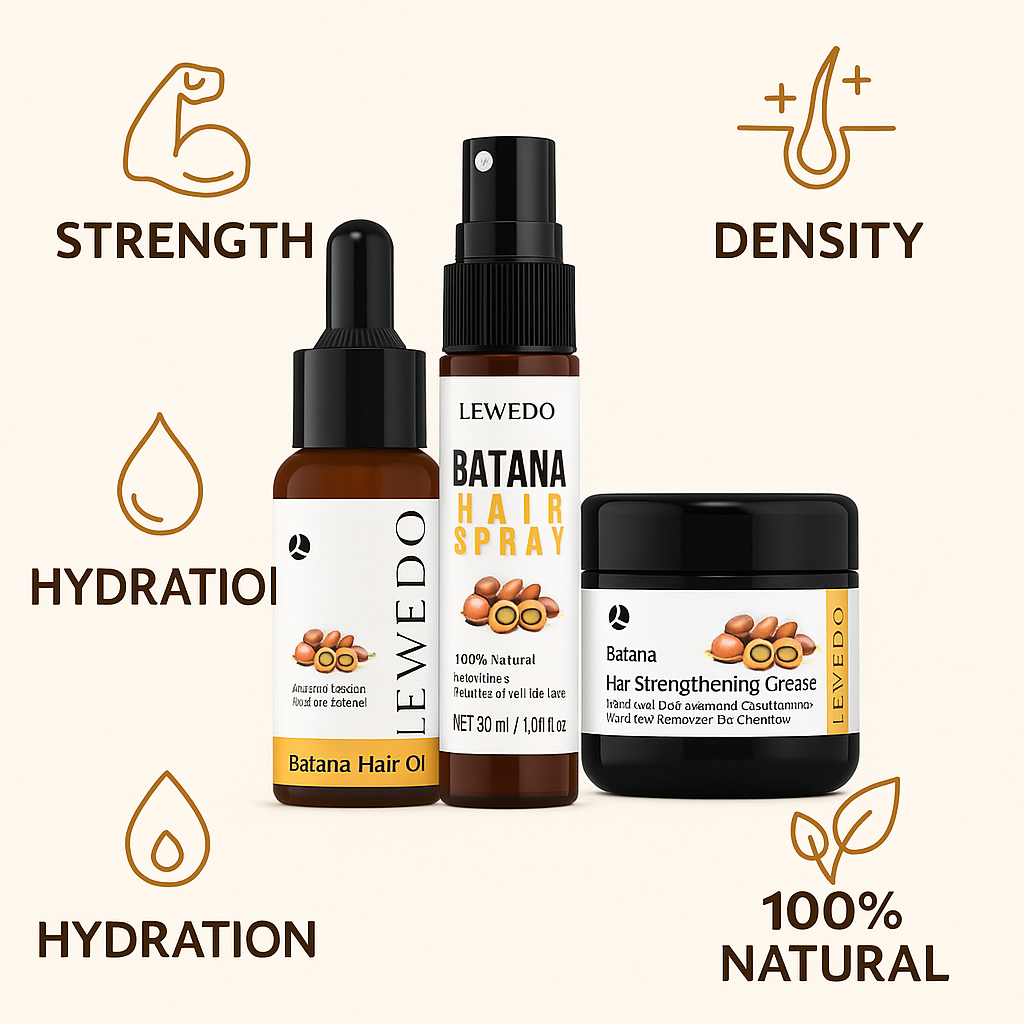 Lewedo Batana Strength Trio – Oil + Spray + Grease