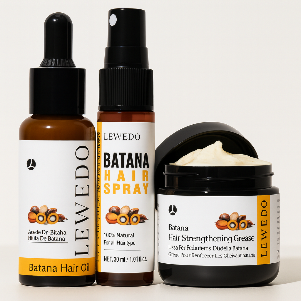 Lewedo Batana Strength Trio – Oil + Spray + Grease