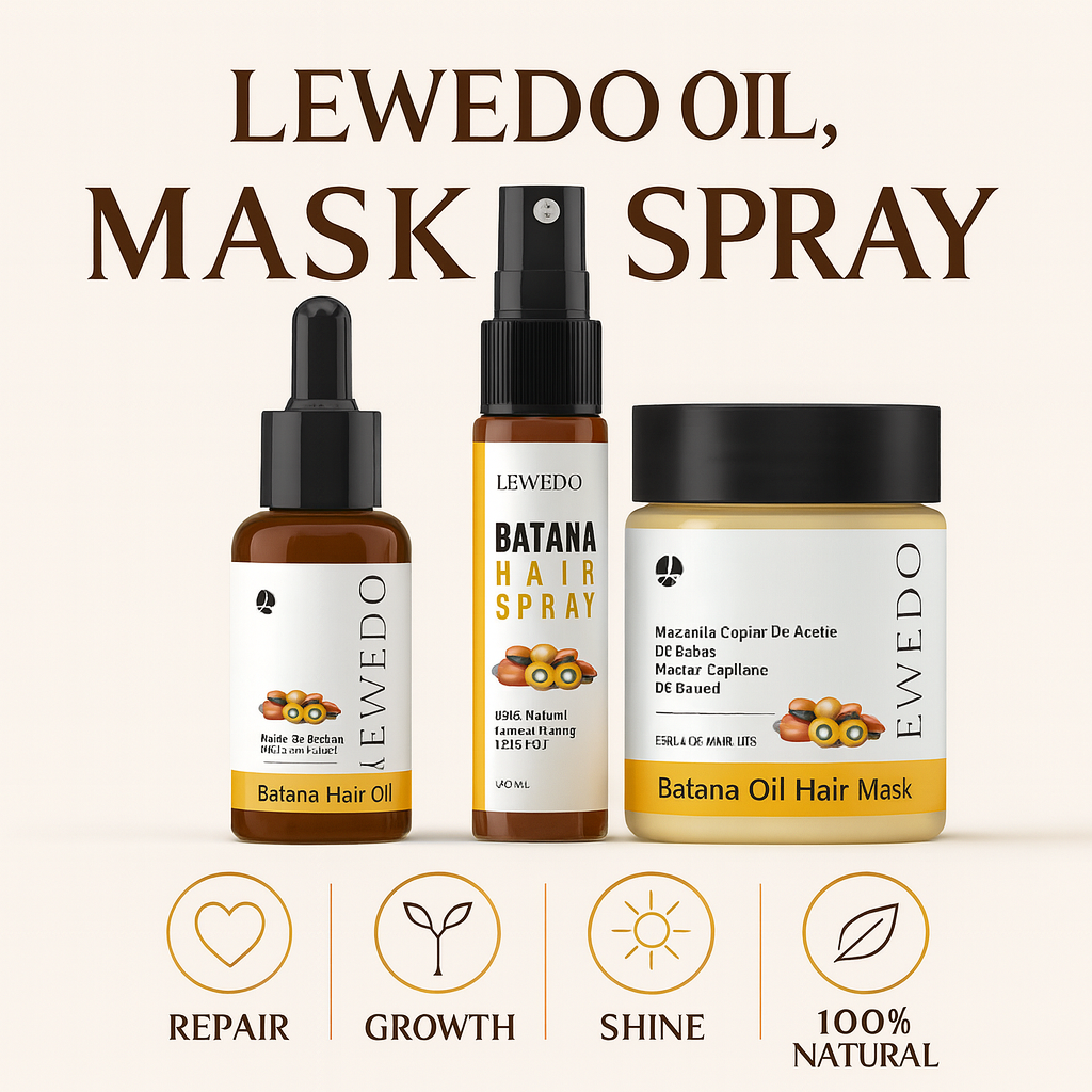 Lewedo Batana Repair & Growth Trio – Oil + Spray + Mask